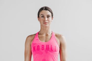 Nobull Racerback Tank Neon Tanktop Dames Roze Camo | 910724-JWN