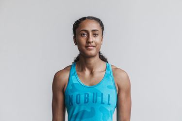 Nobull Racerback Tank Neon Tanktop Dames Blauw Camo | 970136-UCL