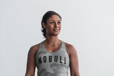 Nobull Racerback Tank Tanktop Dames Grijs Camo | 541679-MXH