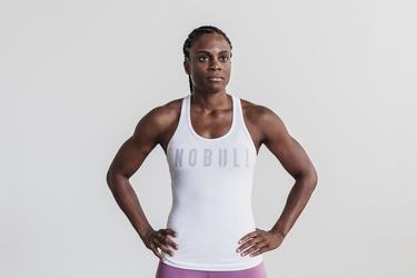 Nobull Racerback Tank Tanktop Dames Wit | 789362-JXL