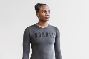 Nobull T-Shirt Lange Mouw Dames Diepgrijs | 437285-BSN