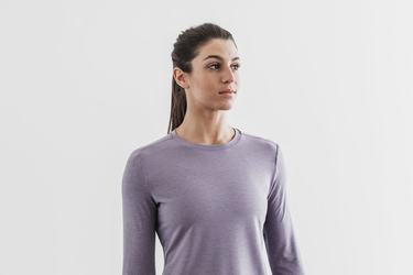 Nobull T-Shirt Lange Mouw Dames Lavendel | 547018-LGO