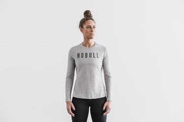 Nobull T-Shirt Lange Mouw Dames Lichtgrijs | 013698-ZXA