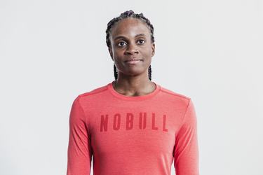 Nobull T-Shirt Lange Mouw Dames Rood | 912786-QJE