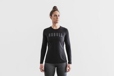 Nobull T-Shirt Lange Mouw Dames Zwart | 842965-JRV