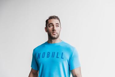 Nobull T-shirts Heren Blauw | 071249-IJW