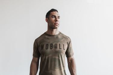 Nobull T-shirts Heren Groen Camo | 875421-CQH