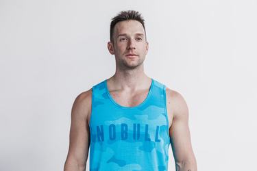 Nobull Tank Neon Tanktop Heren Blauw Camo | 157698-XMQ