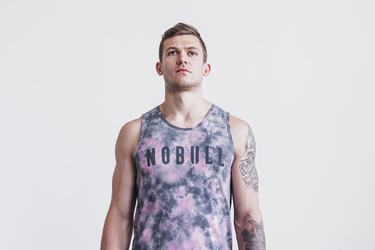 Nobull Tank Tie-Dye Tanktop Heren Roze | 590871-BGF