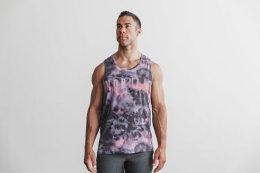 Nobull Tank Tie-Dye Tanktop Heren Roze Zwart | 943802-PDE