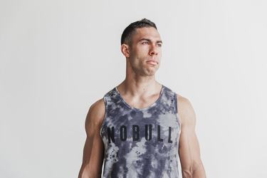 Nobull Tank Tie-Dye Tanktop Heren Wit Zwart | 082516-BQU