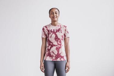 Nobull Tie-Dye T-shirts Dames Roze Donkerrood | 403891-TVR