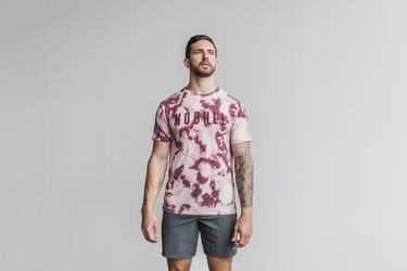 Nobull Tie-Dye T-shirts Heren Roze Donkerrood | 247631-NZB