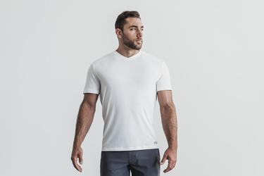 Nobull V-Neck T-shirts Heren Wit | 238607-ESG