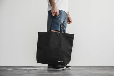 Nobull Waxed Canvas Open Top Tote Tassen Heren Zwart | 756034-OZM