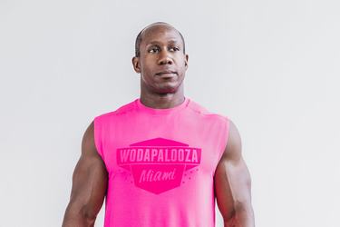 Nobull Wodapalooza Mouwloos T-shirts Heren Roze | 803172-IUY